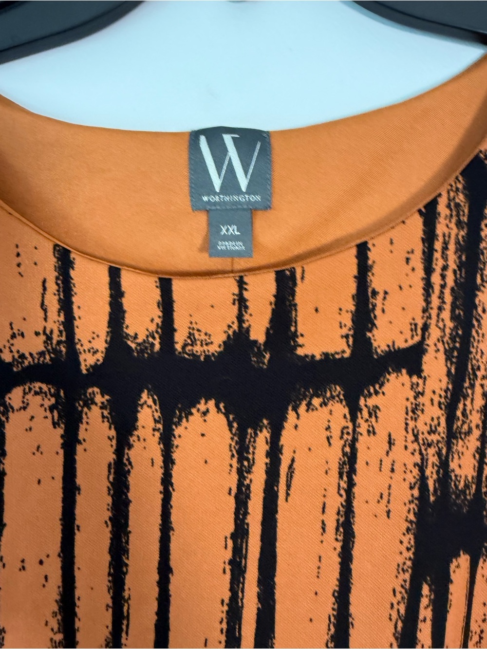 Worthington Black/Orange Sleeveless Dress With Slit and Ruching Women’s Size XXL - Picture 4 of 6
